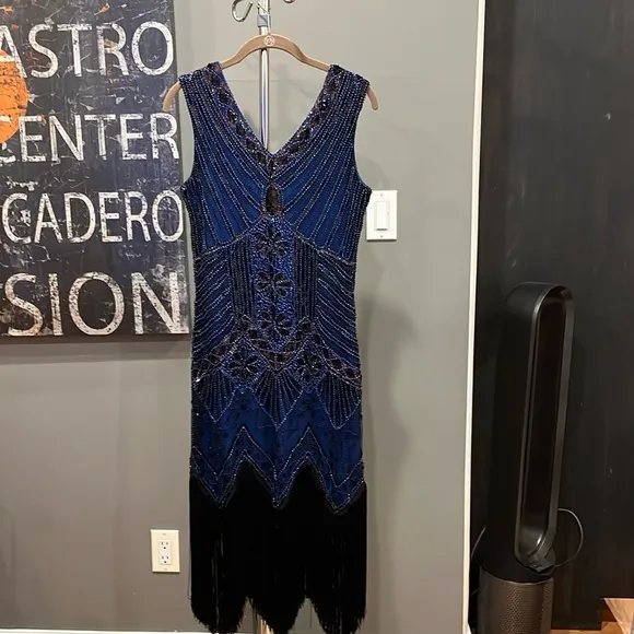 🇪🇸 20s Flapper Gatsby Charleston Sequin Bead Evening Cocktail Prom Dress