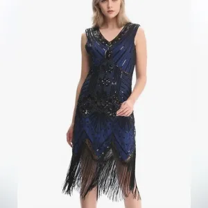 🇪🇸 20s Flapper Gatsby Charleston Sequin Bead Evening Cocktail Prom Dress