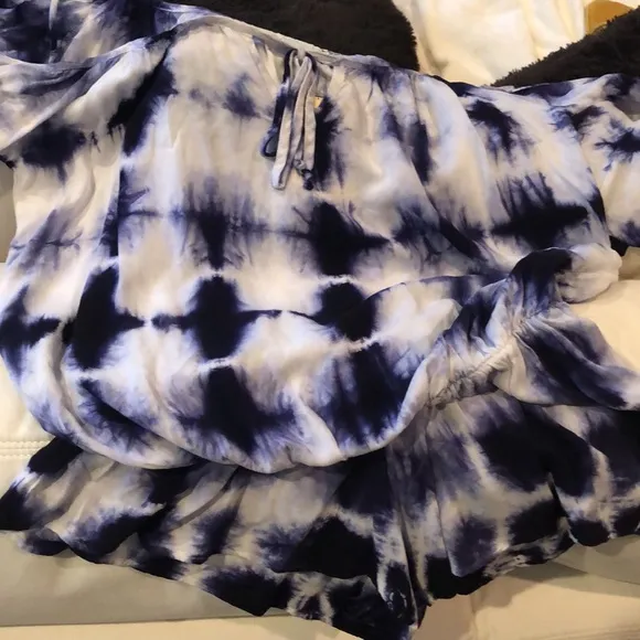🦋 Vintage Havana Tie Dye v-neck Boho butterfly sleeve shorts romper