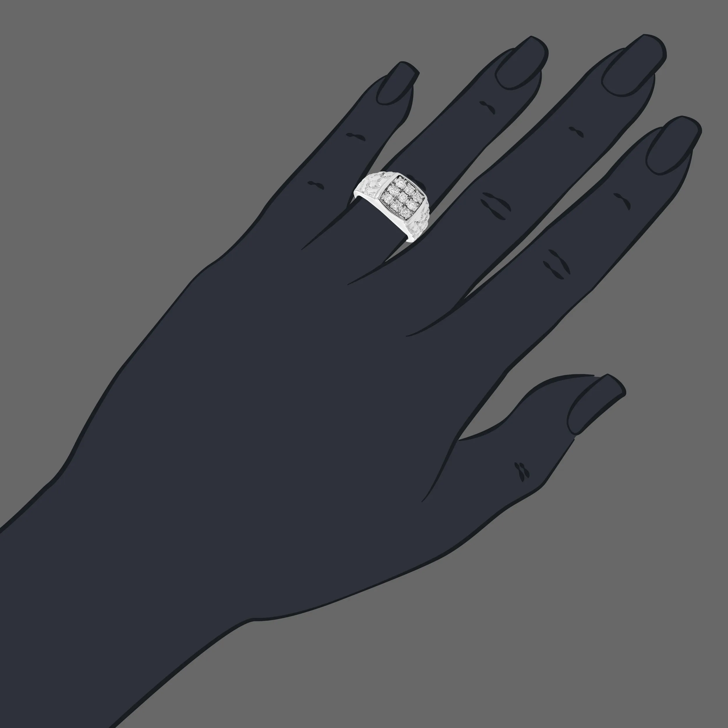1 cttw Cushion Composite Diamond Engagement Ring in 14K White Gold