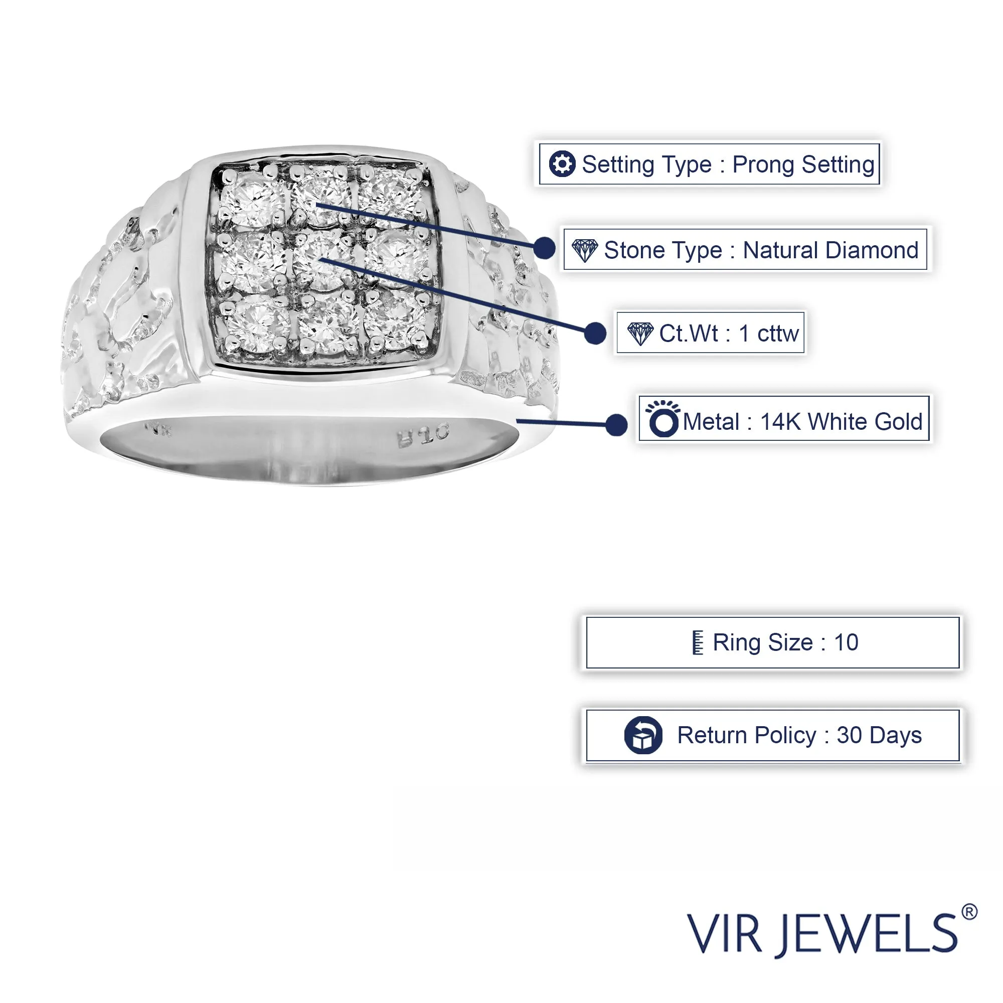 1 cttw Cushion Composite Diamond Engagement Ring in 14K White Gold