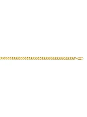 10, 14 Karat Yellow Gold Flat Beveled Link Curb 2.7 mm Italian Bracelet