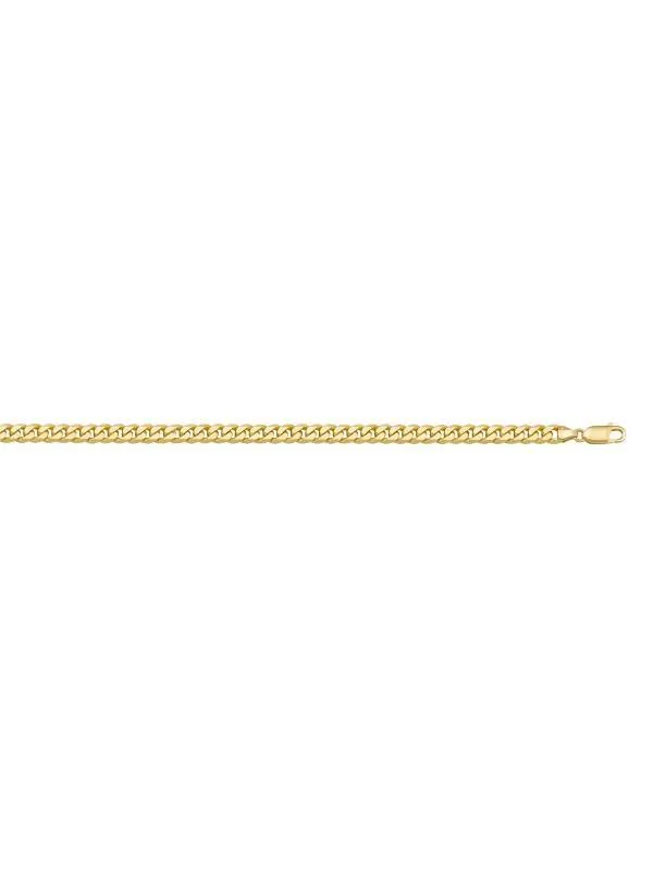 10, 14 Karat Yellow Gold Flat Beveled Link Curb 2.7 mm Italian Bracelet