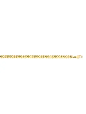 10, 14 Karat Yellow Gold Flat Beveled Link Curb 3.3 mm Italian Bracelet