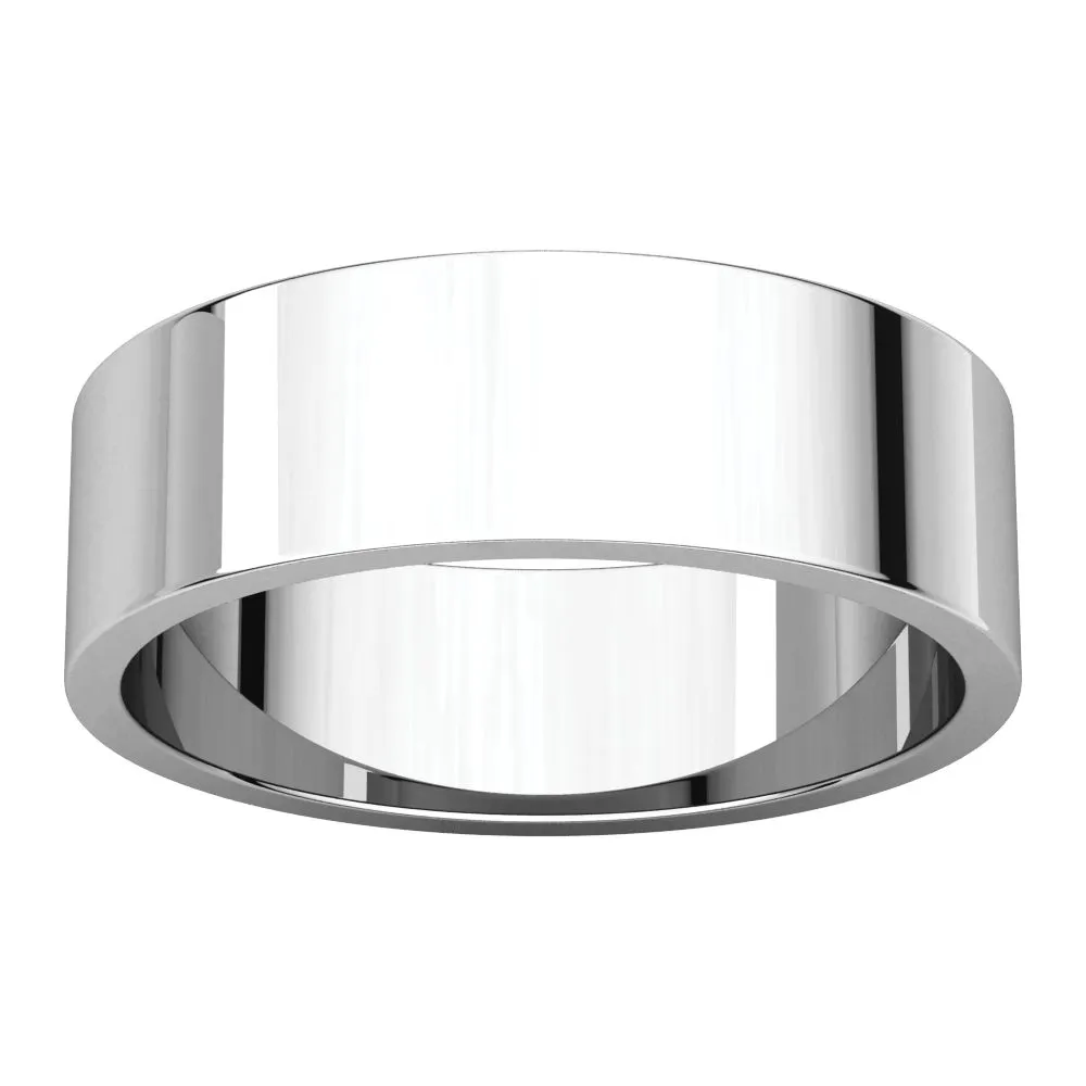 10k White Gold 8mm Flat Band, Size 17
