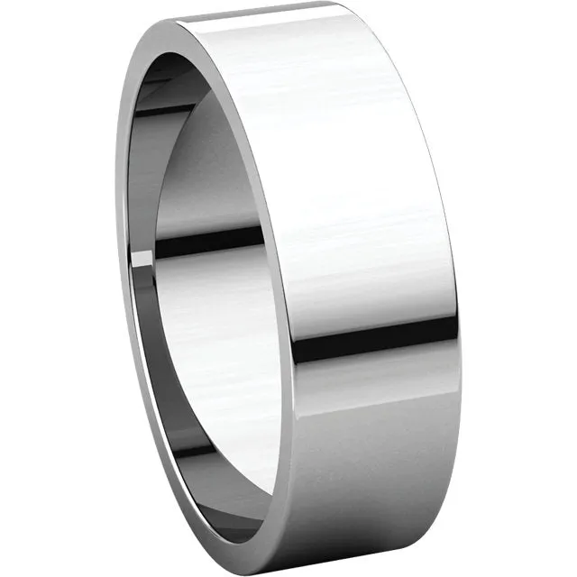 10k White Gold 8mm Flat Band, Size 17
