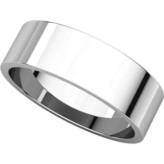 10k White Gold 8mm Flat Band, Size 17