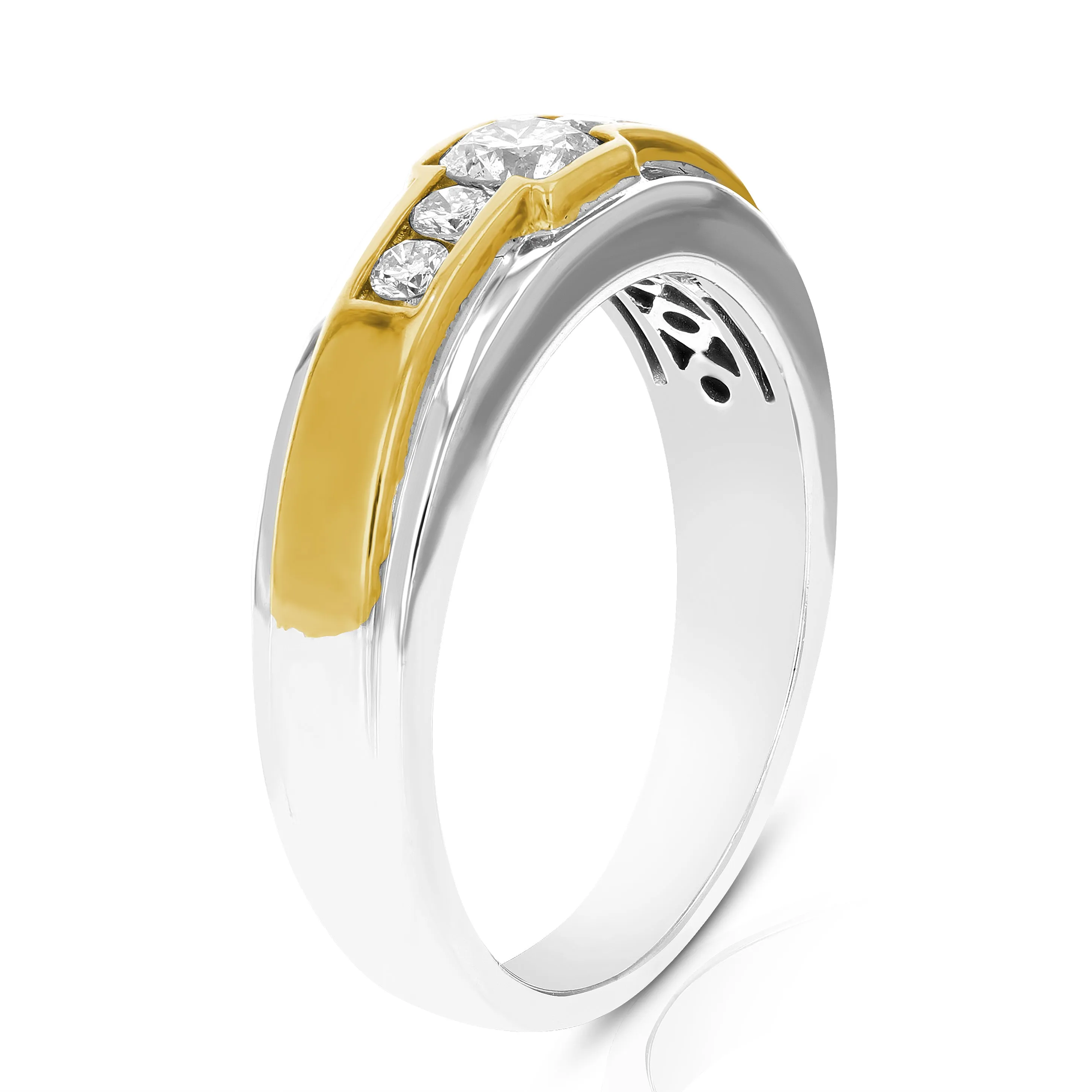 1/2 cttw Five Stone Diamond Men's Wedding Band in 14K White Gold