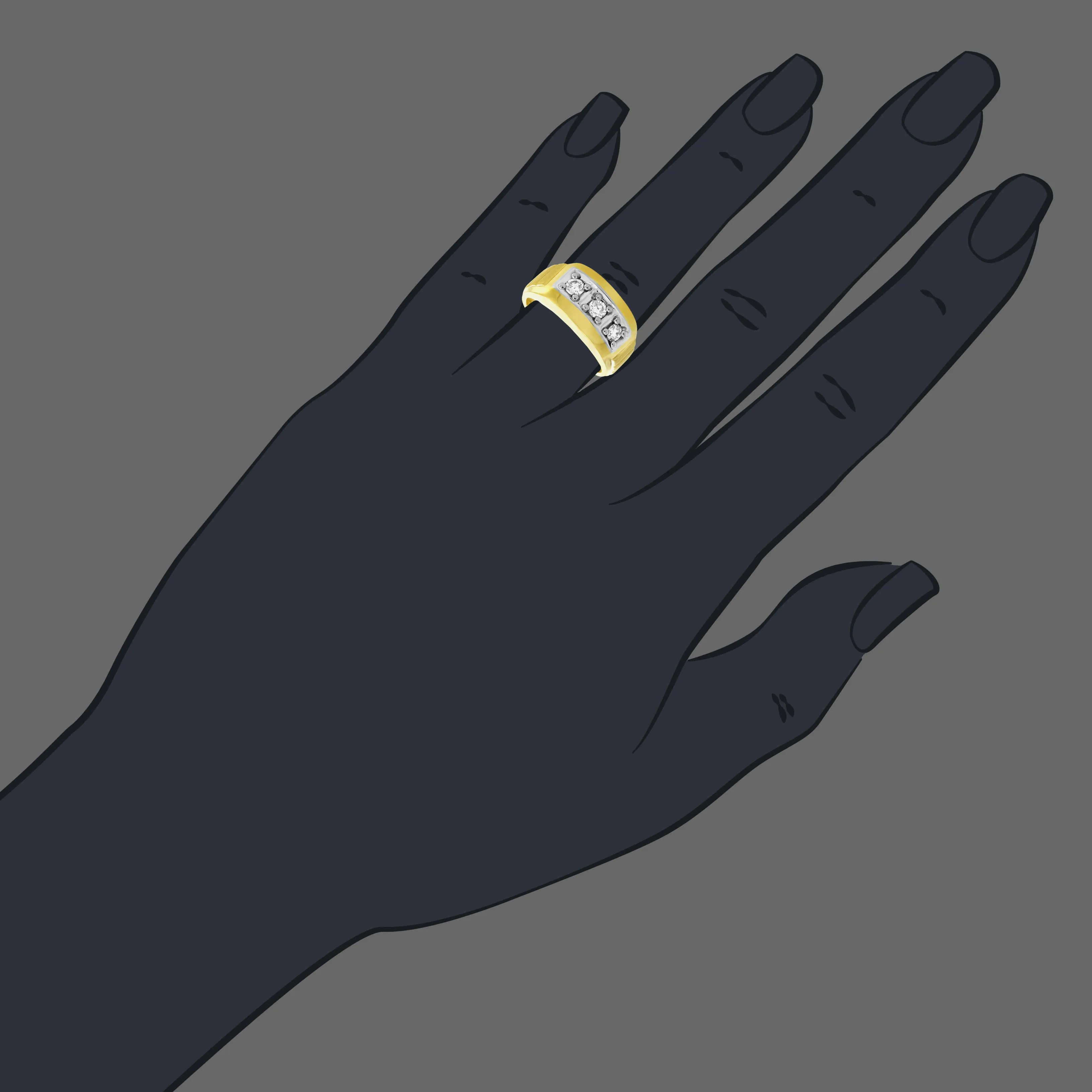 1/2 cttw Three Diamond Men's Wedding Ring in 14K Yellow Gold
