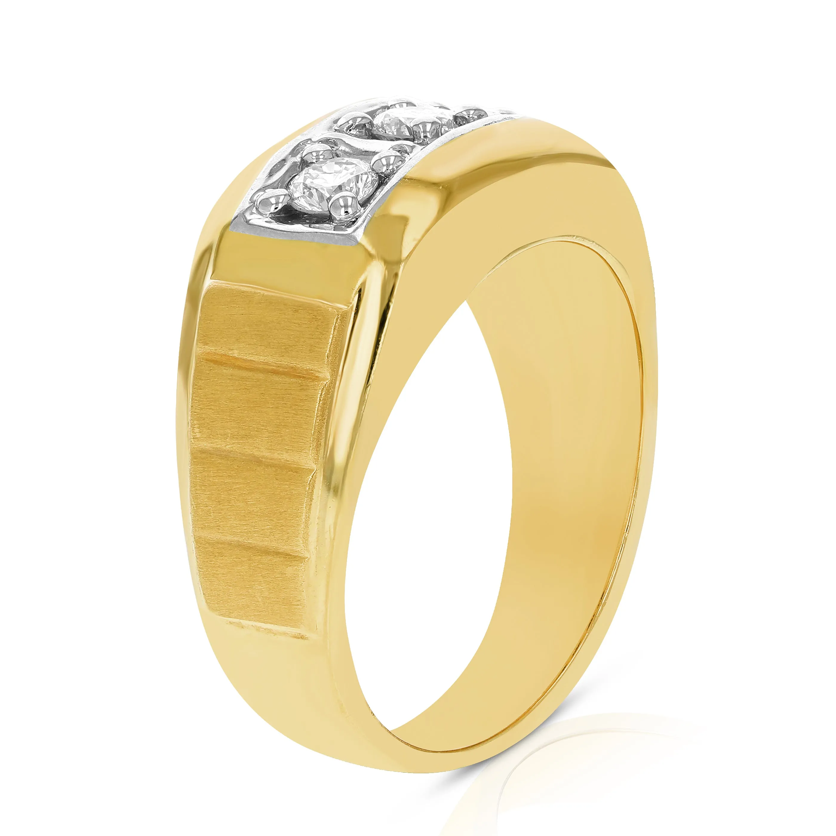 1/2 cttw Three Diamond Men's Wedding Ring in 14K Yellow Gold