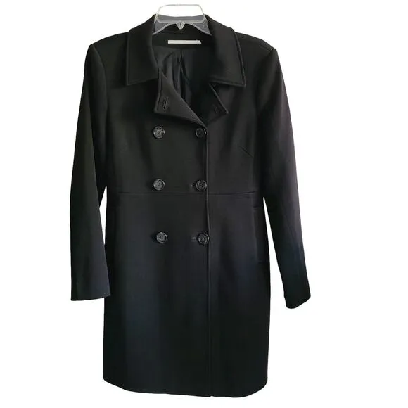 12TH STREET BY CYNTHIA VINCENT Black Lightweight Wool Jersey Coat 127 Sze Medium