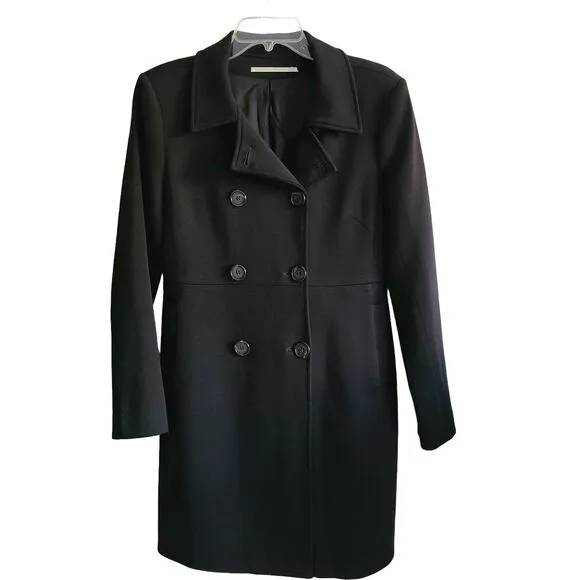 12TH STREET BY CYNTHIA VINCENT Black Lightweight Wool Jersey Coat 127 Sze Medium