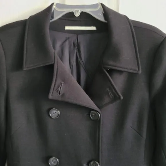 12TH STREET BY CYNTHIA VINCENT Black Lightweight Wool Jersey Coat 127 Sze Medium