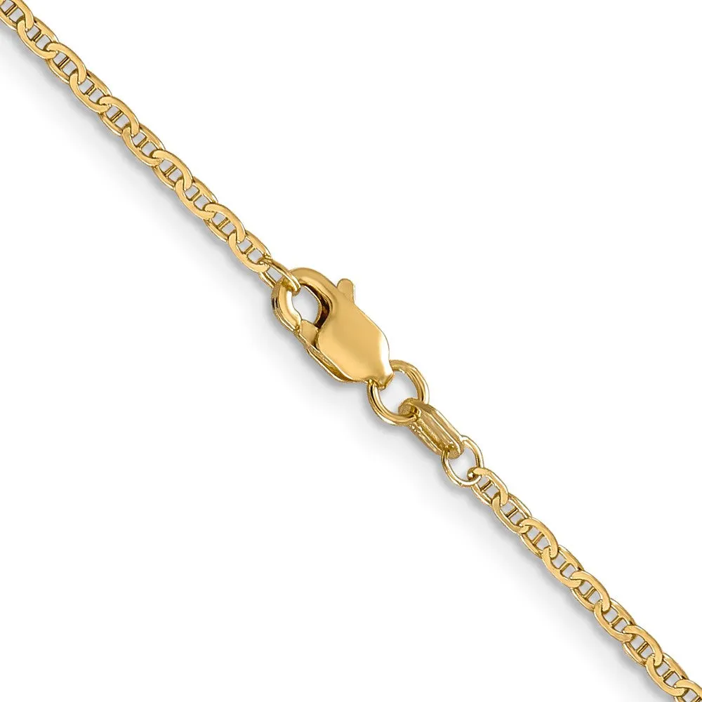 14k 1.5mm Lightweight Flat Anchor Link Pendant Chain