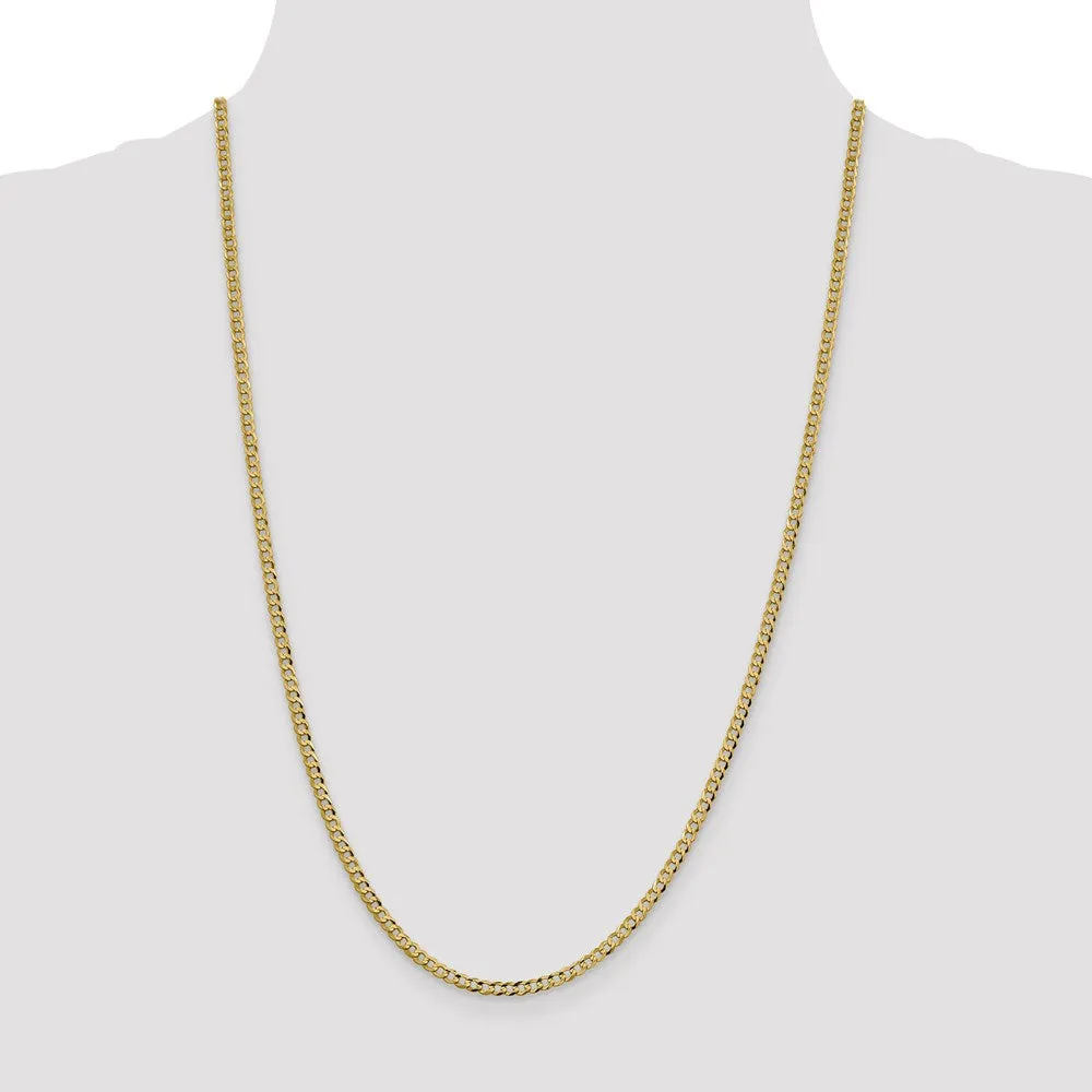 14k 3.1mm Lightweight Flat Cuban Chain