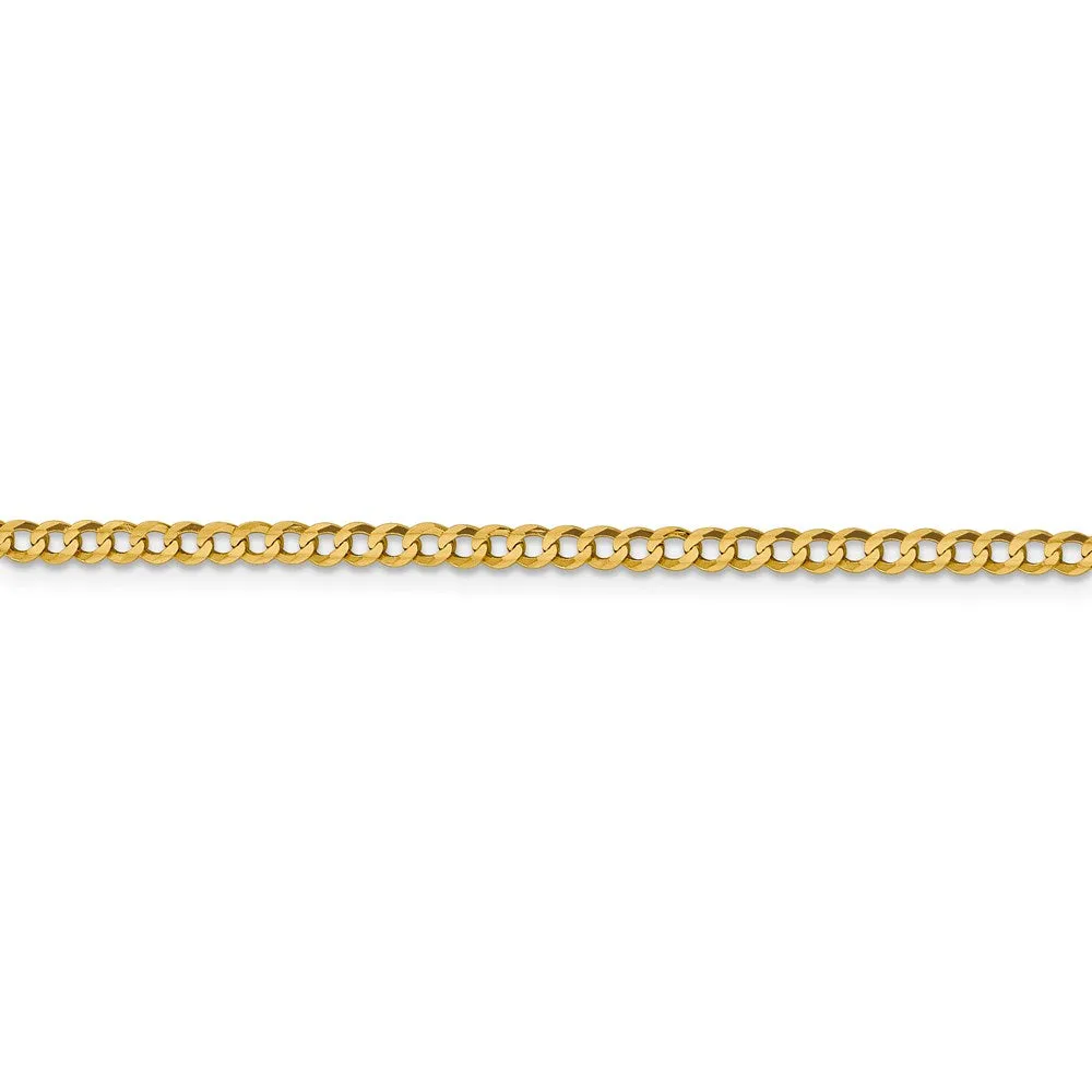 14k 3.1mm Lightweight Flat Cuban Chain