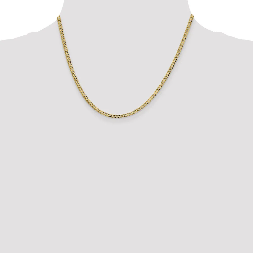 14k 3.1mm Lightweight Flat Cuban Chain
