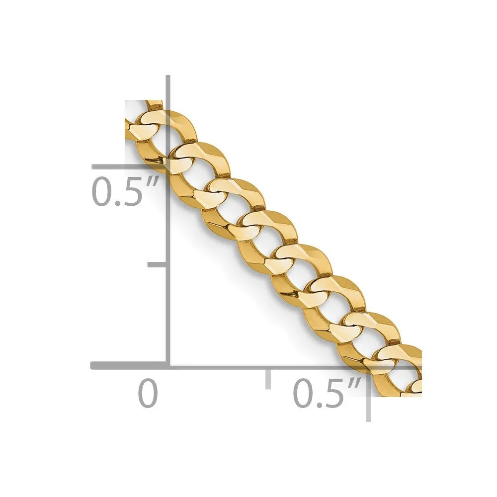 14k 3.7mm Lightweight Flat Cuban Chain
