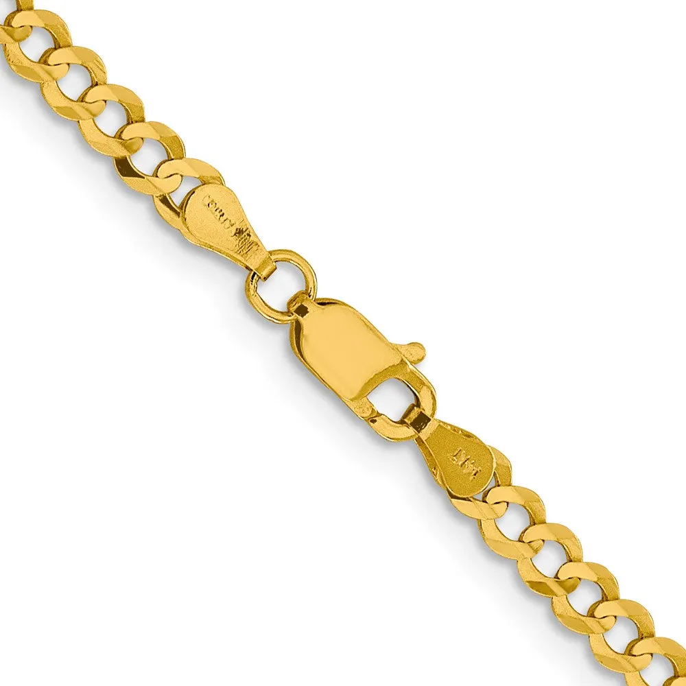 14k 3.7mm Lightweight Flat Cuban Chain