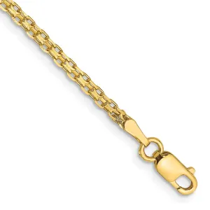 14K 7 inch 1.8mm Lightweight Flat Bismark with Lobster Clasp Bracelet