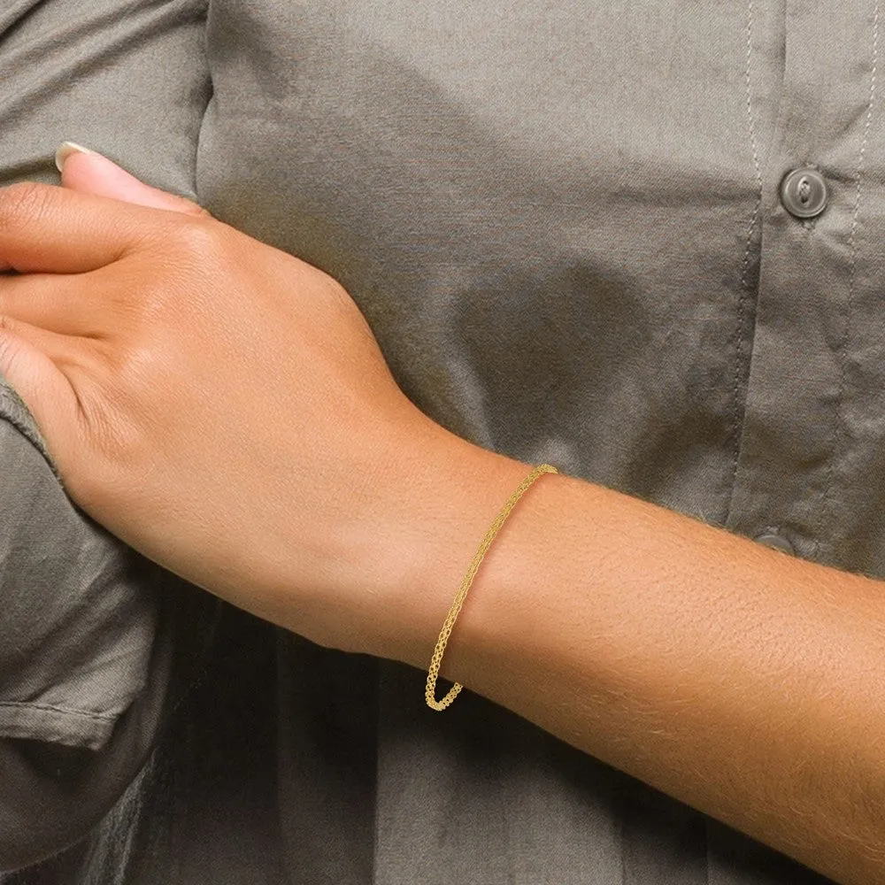 14K 7 inch 1.8mm Lightweight Flat Bismark with Lobster Clasp Bracelet