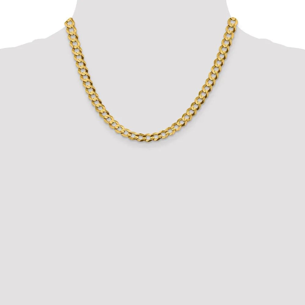 14k 7.2mm Lightweight Flat Cuban Chain