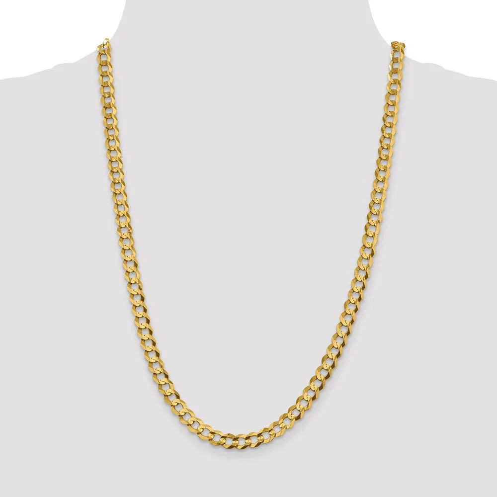 14k 7.2mm Lightweight Flat Cuban Chain