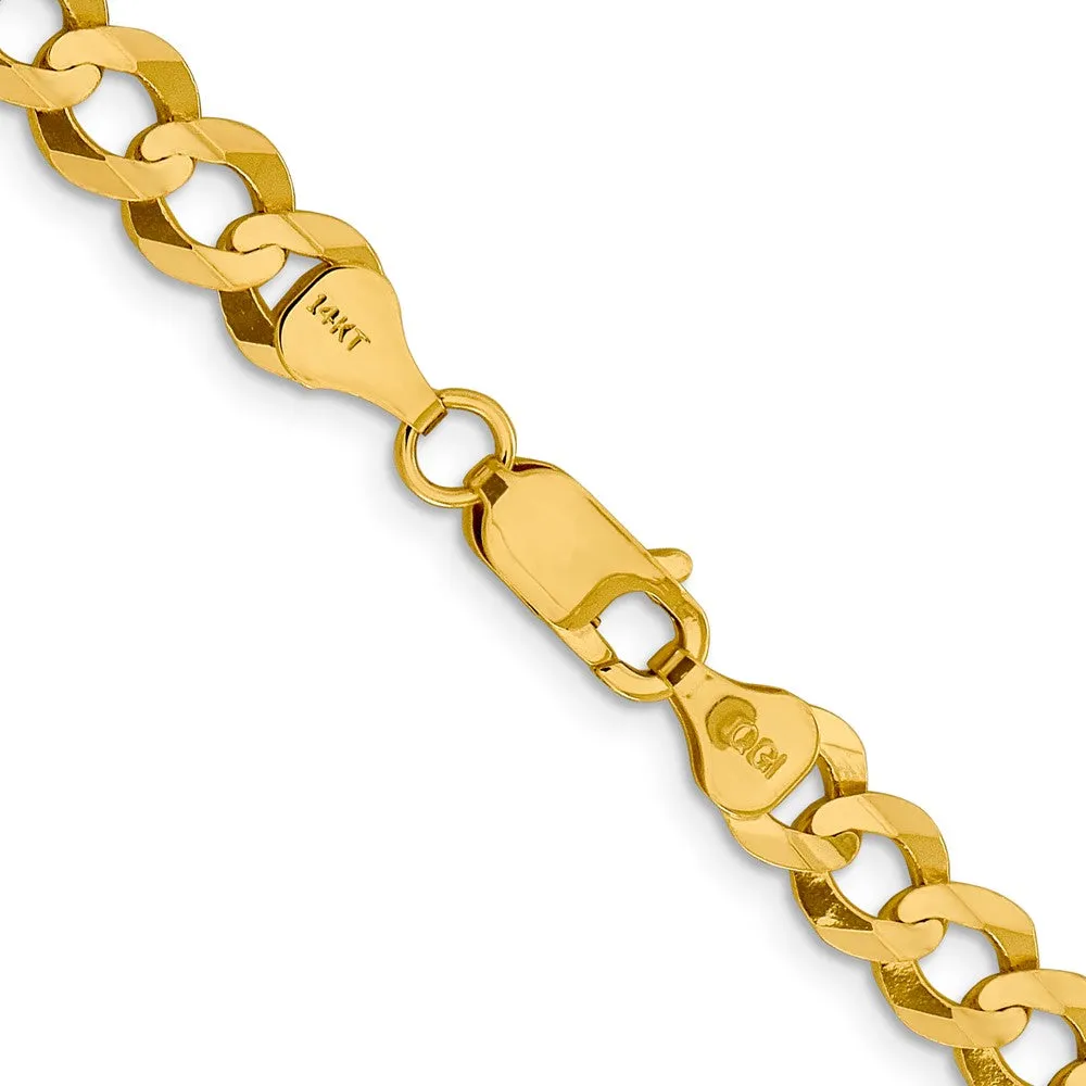 14k 7.2mm Lightweight Flat Cuban Chain