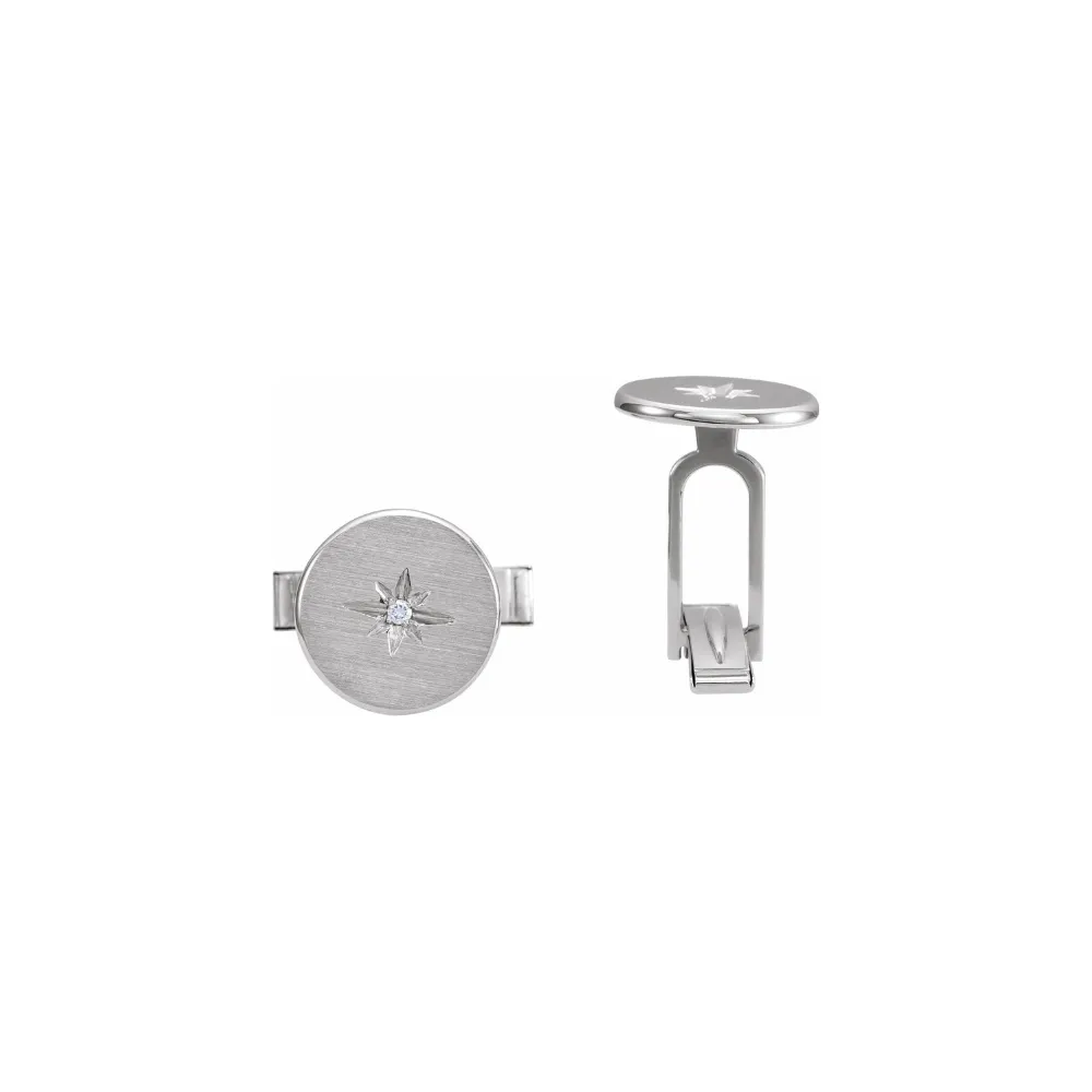 14K Gold & Diamond Sunburst Men's Cuff Links