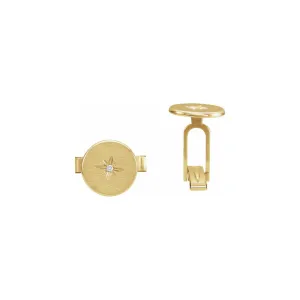 14K Gold & Diamond Sunburst Men's Cuff Links