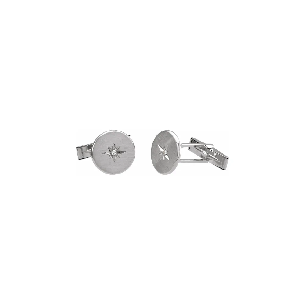 14K Gold & Diamond Sunburst Men's Cuff Links