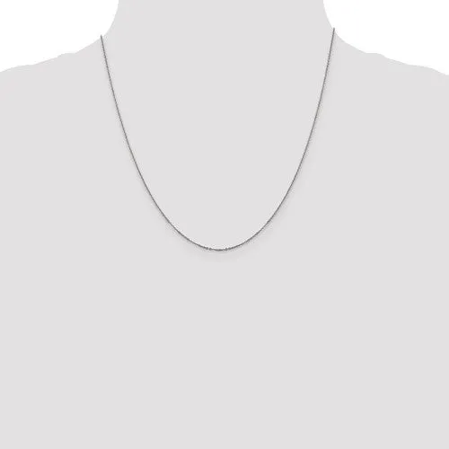 14K White Gold 1.1mm Flat Cable Chain - Various Sizes