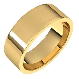 14K Yellow 7 mm Flat Comfort Fit Light Band Size 9