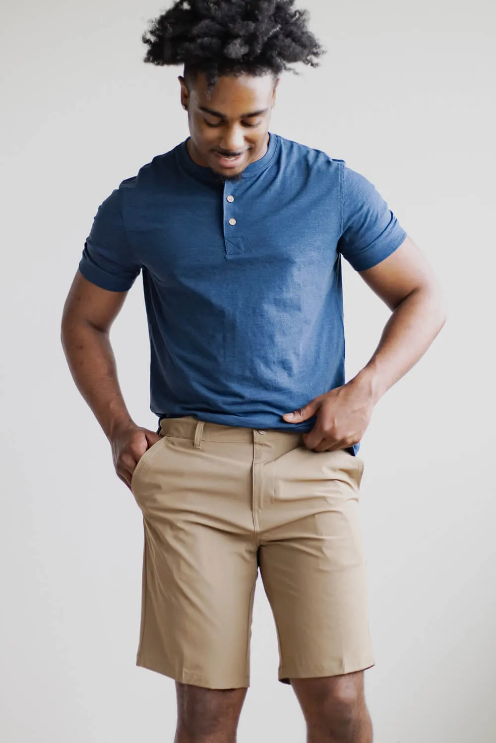 1897 Original Premier Slub Hybrid Shorts for Men in Khaki | XM9820-GL-KHAKI