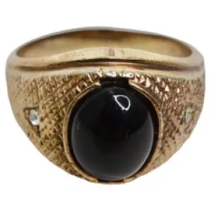 18K Gold Plated Onyx Stone Mens Ring Circa 1960