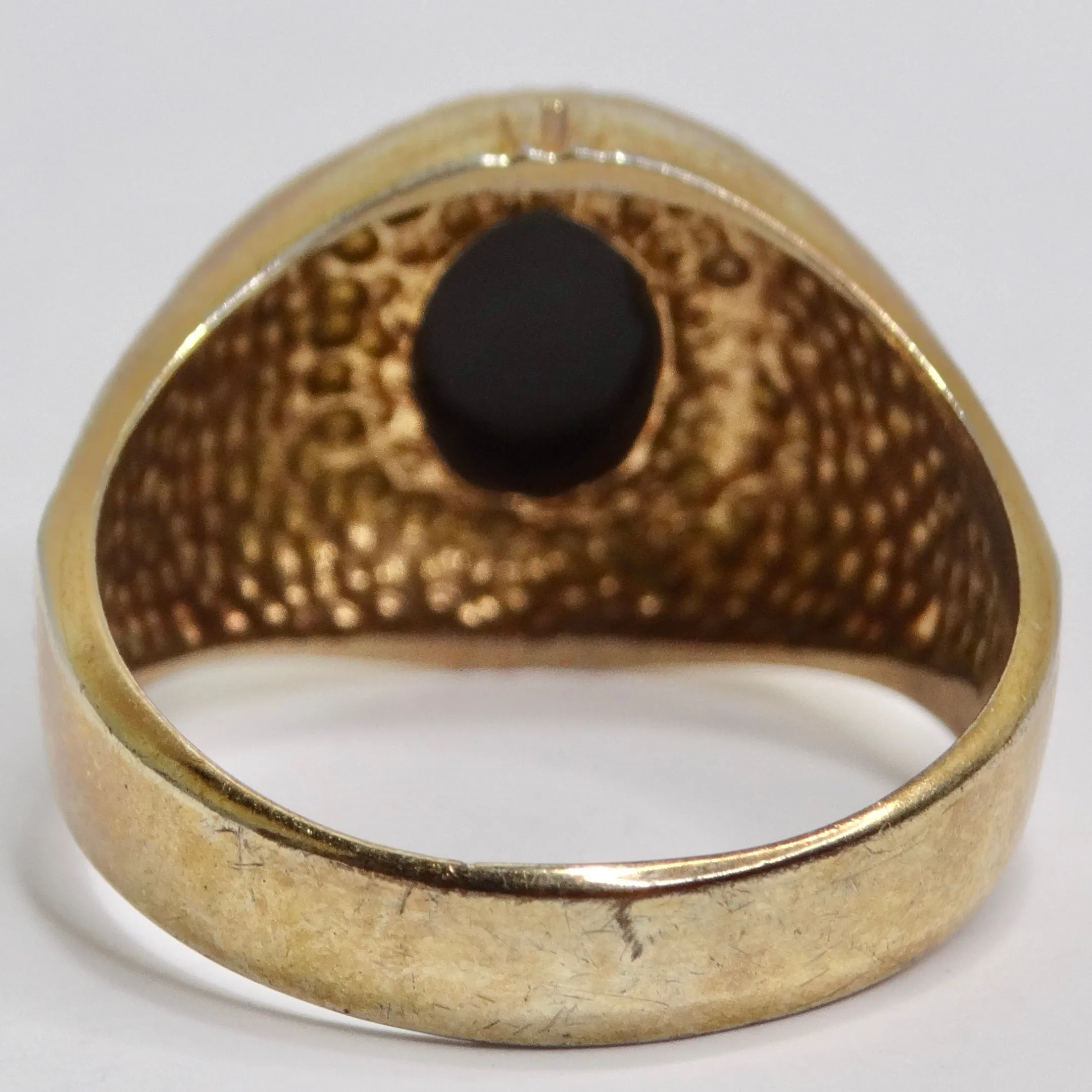 18K Gold Plated Onyx Stone Mens Ring Circa 1960
