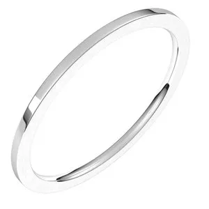 18K White 1 mm Flat Comfort Fit Light Band Size 6
