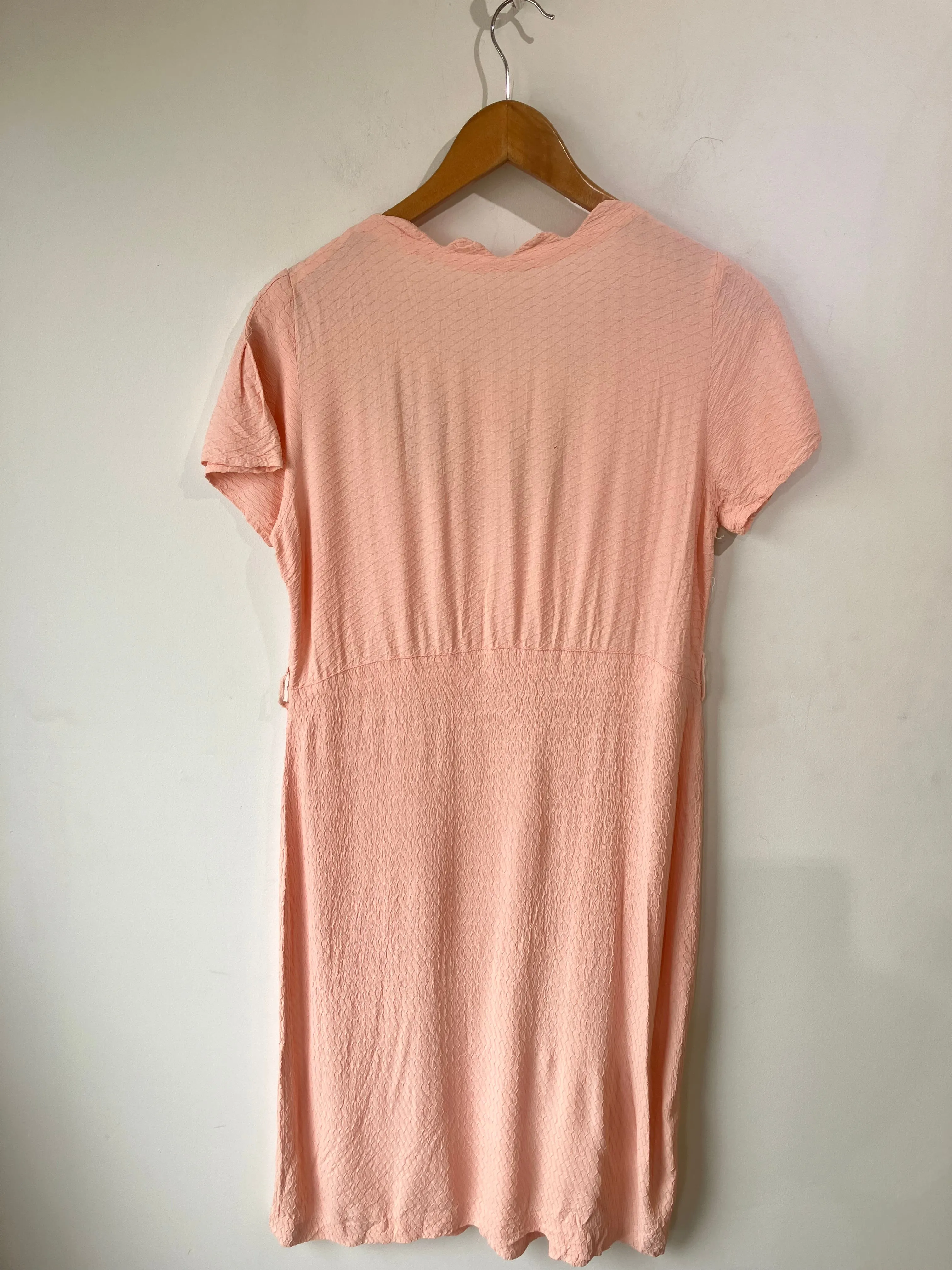 1940's Pale Pink Short Sleeve Embroidered Dress