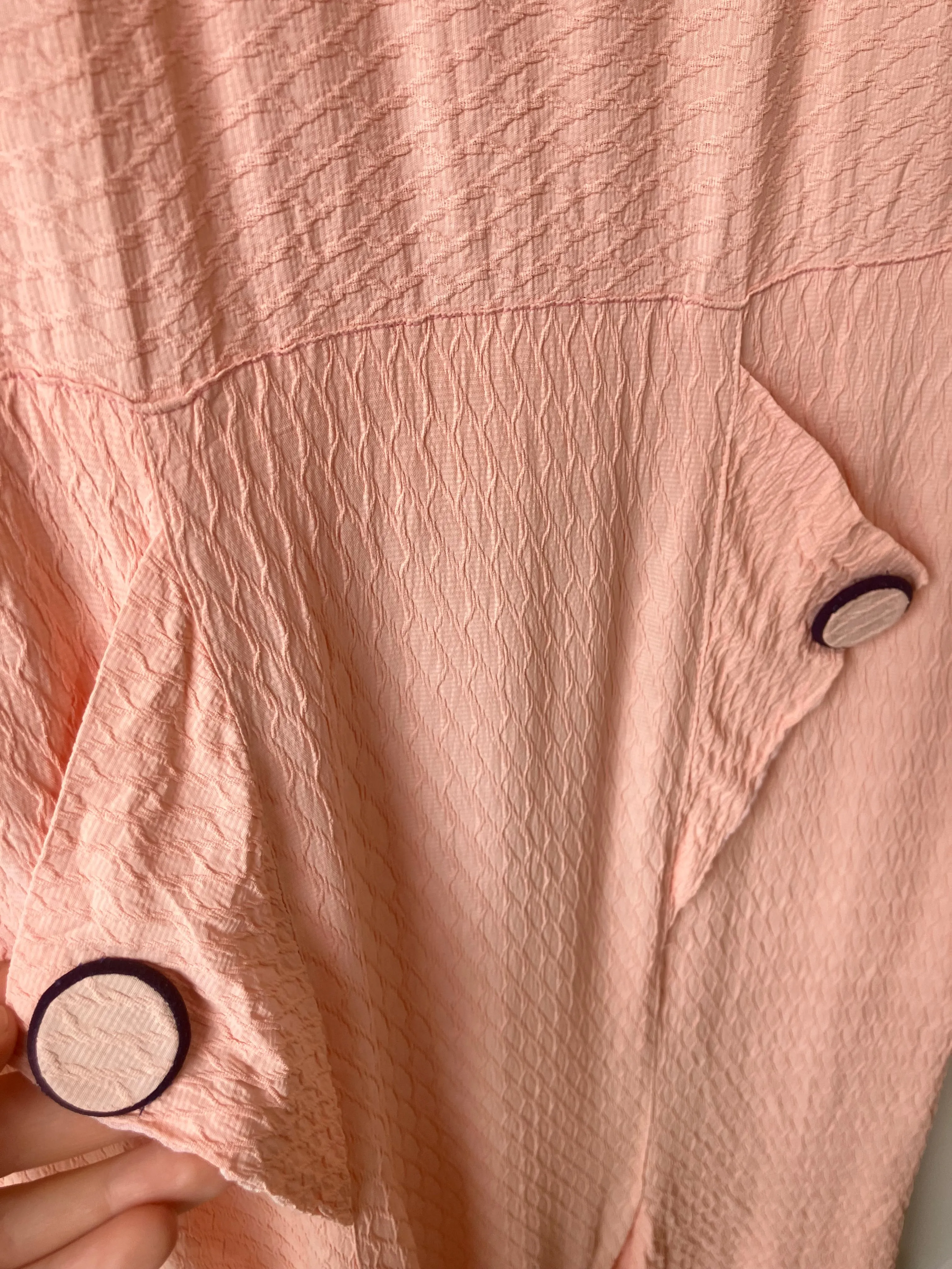 1940's Pale Pink Short Sleeve Embroidered Dress