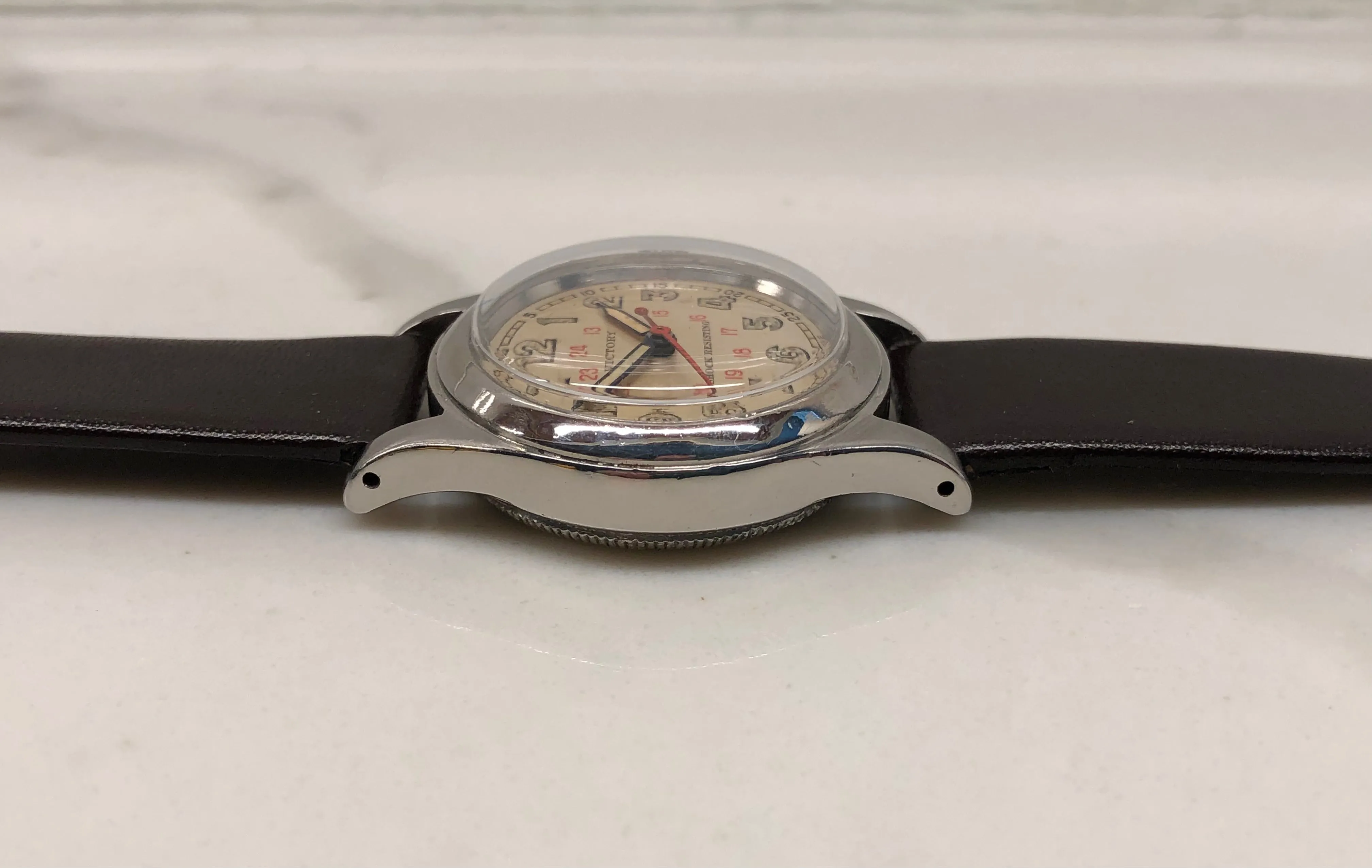 1942 Rolex Victory Shock Resisting 3136 Stainless Steel Manual 24 Hour Manual Wristwatch