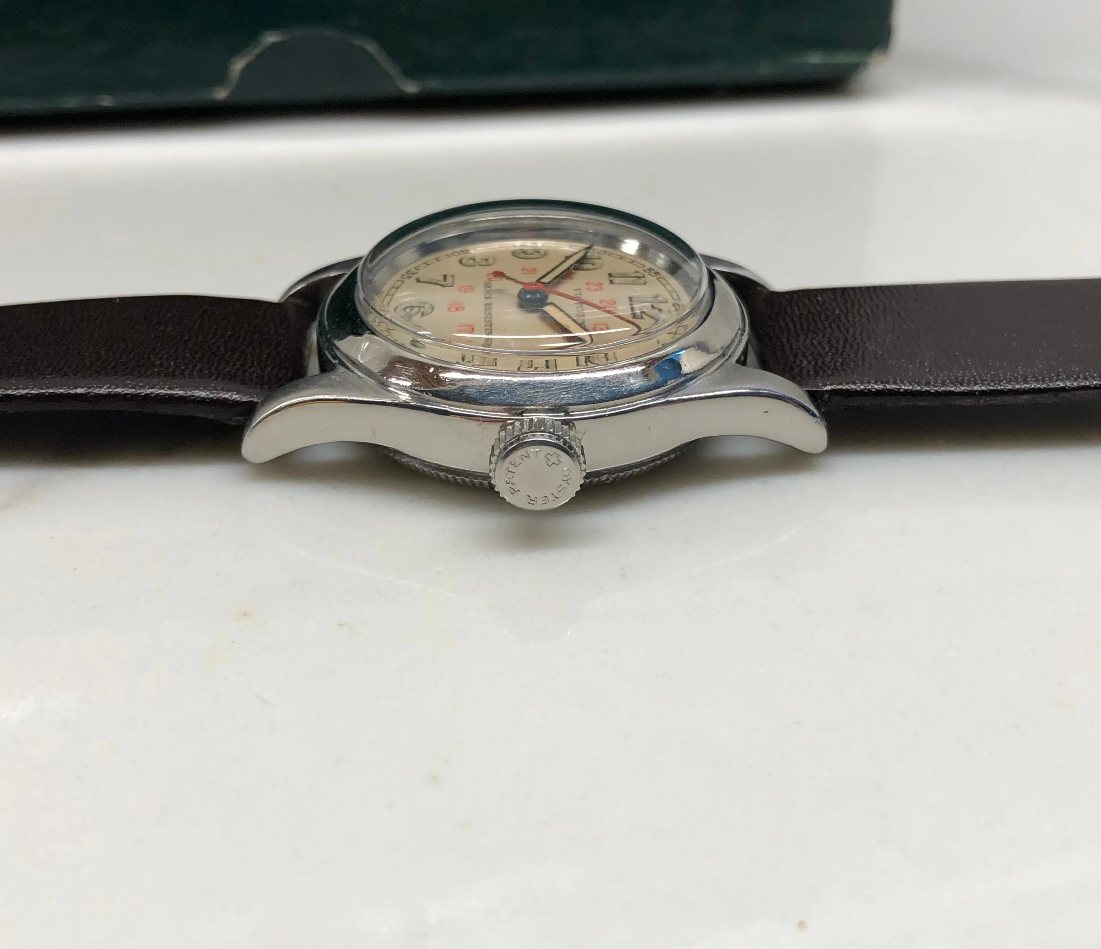 1942 Rolex Victory Shock Resisting 3136 Stainless Steel Manual 24 Hour Manual Wristwatch