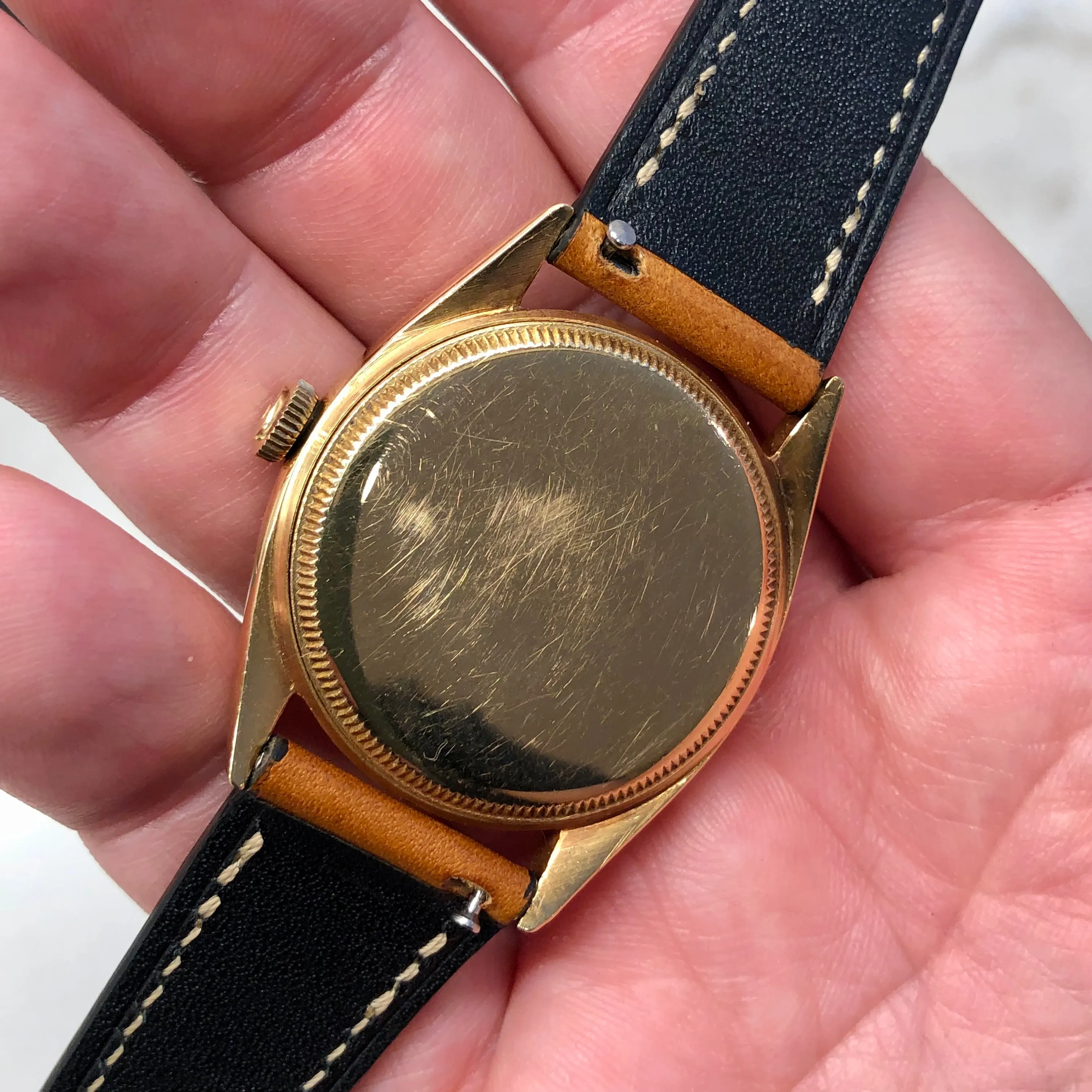 1947 Rolex Oyster 4365 18K Yellow Gold Chronometer Precision Wristwatch