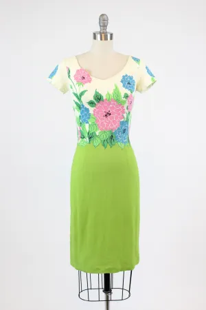1950s Jeannette Alexander floral cotton pique dress xxs | new spring