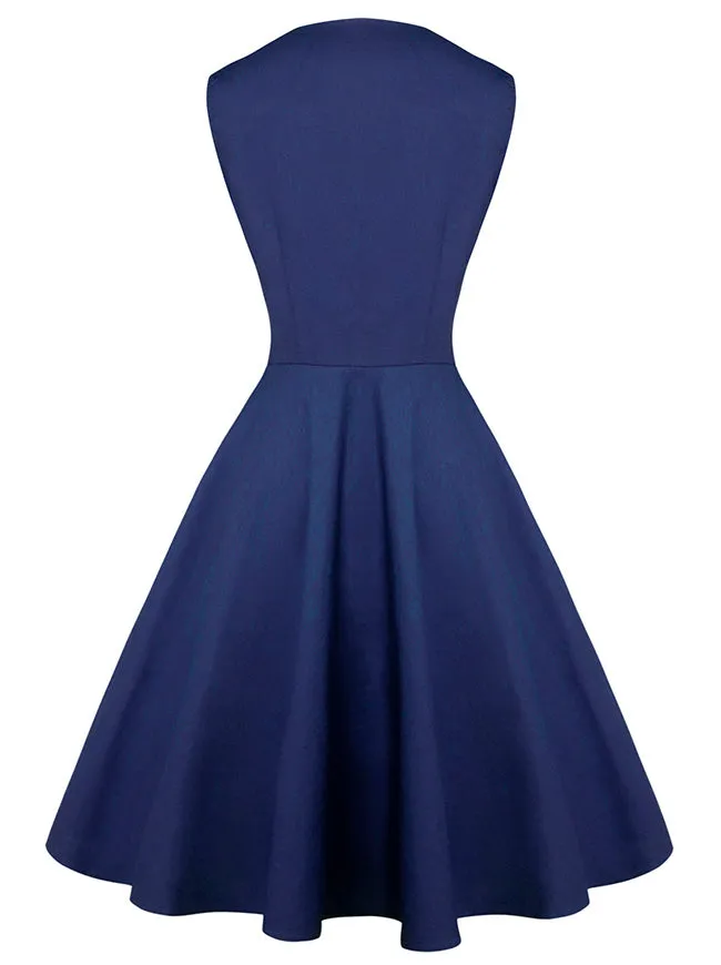 1950s Style Retro Vintage Rockabilly Dress with Plaid Patchwork