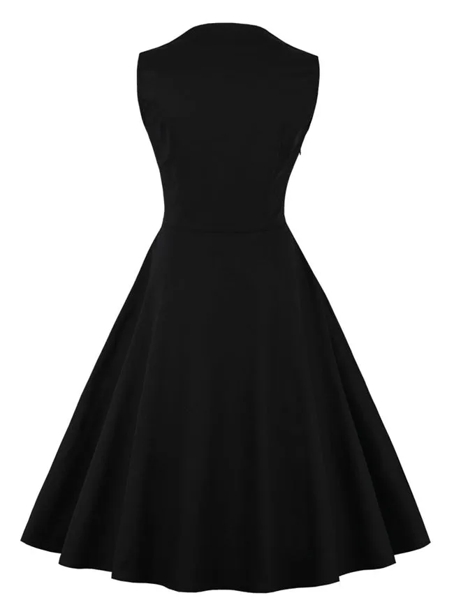 1950s Style Retro Vintage Rockabilly Dress with Plaid Patchwork