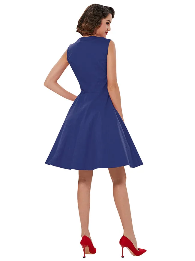 1950s Style Retro Vintage Rockabilly Dress with Plaid Patchwork