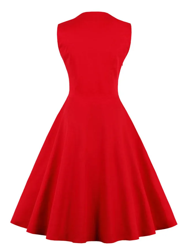 1950s Style Retro Vintage Rockabilly Dress with Plaid Patchwork