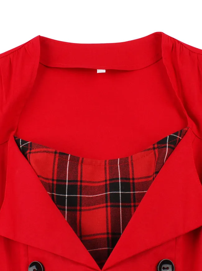 1950s Style Retro Vintage Rockabilly Dress with Plaid Patchwork