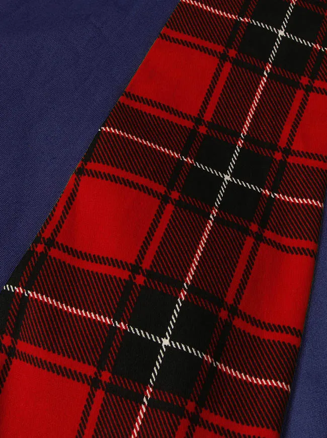 1950s Style Retro Vintage Rockabilly Dress with Plaid Patchwork