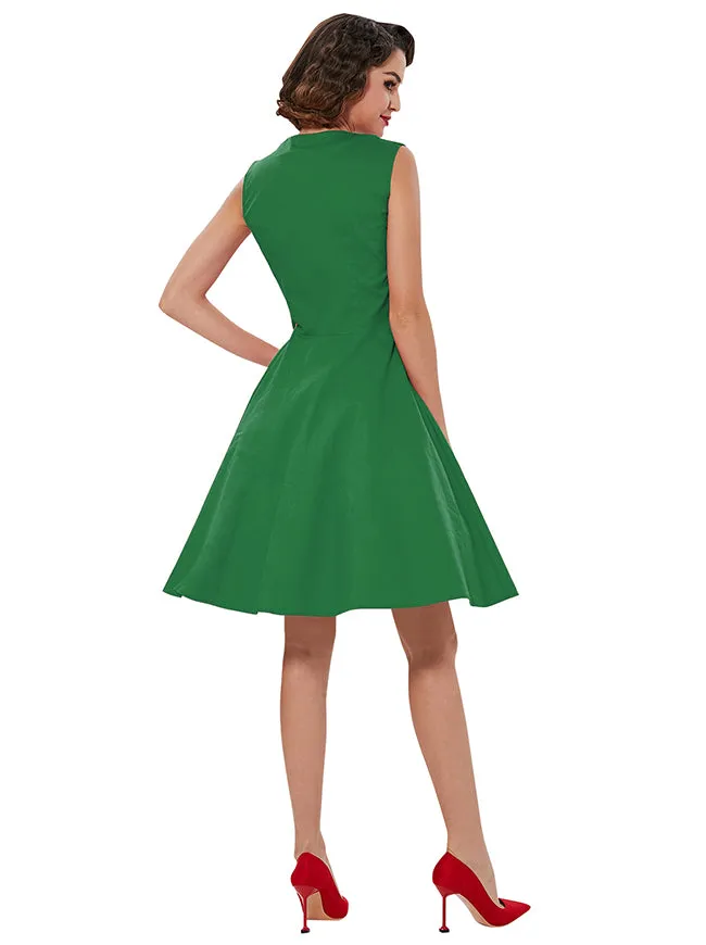 1950s Style Retro Vintage Rockabilly Dress with Plaid Patchwork